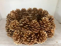Each wreath is made out of real pine cones (Approx 33 pine cones). 4 Available!