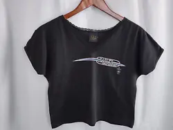 Vintage Harley Davidson Shirt Womens Small Black 3D Emblem 1990 90s Crop Top