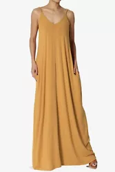 Casual Beach V-Neck Draped Soft Jersey Cami Long Maxi Dress With Pocket. Maxi Length, relaxed fit, two hand pockets....