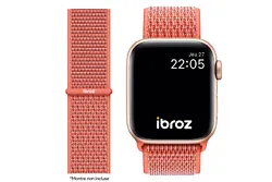 Ibroz Bracelet Nylon Loop Sport pour Apple Watch 7 / 6 / SE / 5 / 4 / 3 - 44mm - Nectarine. Bracelet idéal pour la...