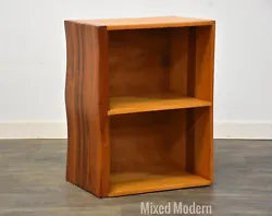 A modern small solid cherry & oak custom bookshelf by Larry Ross 1979.