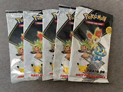 5x Pokemon First Partner PACK 3 Jumbo Kalos Cards +2 Booster 25th In Hand. Condition is 