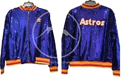 HOUSTON ASTROS Sequin Party Fleece Jacket. Material : Sequin Bomber Jacket. Best Outfit for Christmas. Stand out from...