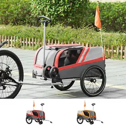 2-in-1 design can be used as a trailer and a pet/cargo trolley. - A safety leash is included for connecting your own...