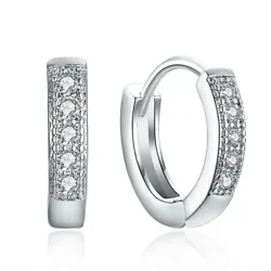 Small Tiny Huggie Hoop Earrings/1Pair. 925 Sterling Silver Plated CZ. Stone: Top quality cubic Zirconia. Material:...