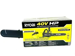 Ryobi 40V HP chainsaw kit. Brushless motor. Integrated LED fuel gauge on the battery. 24