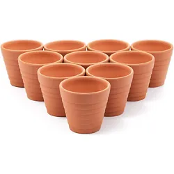 The lovely brown color of the pots makes them look beautiful, while the saucers can add a stable base and collect...