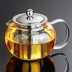 Warmyee Hofu Small Clear High Borosilicate Glass Tea Pot with Removable 304 Stainless Steel Infuser, Heat Resistant...