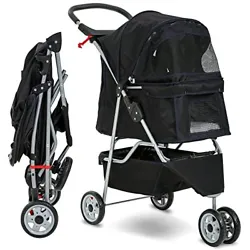 Take your pet on the go with you with Folding Pet Stroller. ☞【Lightweight&Foldable】Super Lightweight which only...
