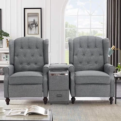 This recliner chair adopts a push-forward design.Simply push the armrest forward to tilt the wingback chair. The...
