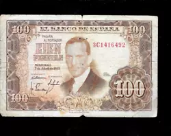 Billet Espagne 100 Pesetas 1953. - occasion - Usagé - voir scan -.