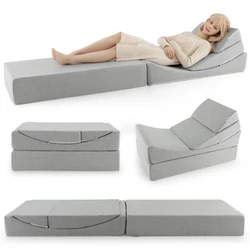 Color: Grey  Materials: Linen Fabric, Sponge  Dimension of Single Bed: 79