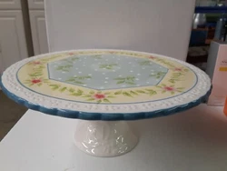 Better Homes Collection Pedestal Cake Plate, 11  1/2 inch diameter 5 inch high. Country Inn pattern.. Dishwasher safe,...