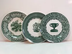 This is a very rare set of 3 dinner plates from The Spode Archive Collection Victorian Series in green! The patterns...