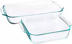 2 quart and 3 quart Oblong baking dishes Non-porous glass wont absorb stains or odors Oven, microwave, fridge, freezer...