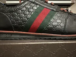 Authentic Gucci mens blk monogramed GG leather shoes. In mint condition with box. Worn only a few times. Purchased...