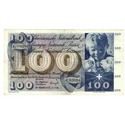Suisse, 100 Francs type 1956-73, 28 Mars 1963, Alphabet 42Y26771, Pick 49e (Billets>Etrangers>Suisse).
