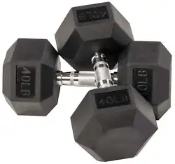BalanceFrom Rubber Encased Hex Dumbbells, 40 lbs Pair, Black. BalanceFrom Rubber Hex Dumbbells. Dumbbells are hexagon...