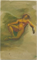 Author: CUMMINGS, E.E. Reclining Nude On Green Background. Title: Reclining Nude On Green Background. We deal in rare...