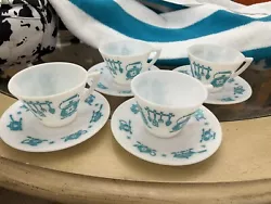 Antique Hazel Atlas Teacup and Saucer Set of 4. Condition is Used. Shipped with USPS Priority Mail.