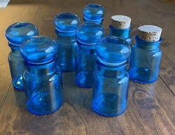 Vintage Belgium Blue Glass Apothecary Jars (8) Bubble Top 5