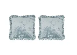 H&M Velvet Pillow Cushion Covers (2) Pleated Ruffle Trim Back Hidden Zipper Mint. Shipped with USPS Ground Advantage.