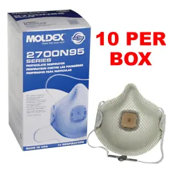 MOLDEX 2700 N95. PARTICULATE FACE RESPIRATOR WITH VALVE. Soft foam nose cushion for added comfort and no pressure...