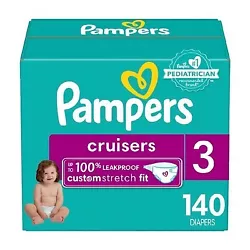 Pampers Cruisers adjust to your babys unique shape and size with our Custom Stretch Fit System, featuring 2x stretchier...