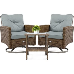3PCS Outdoor Swivel Patio Chairs Bistro Set Furniture Sofa Rattan Wicker. 3-Piece Wicker Bistro Set: 2 rattan chairs...