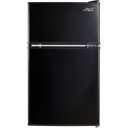 Introducing the Arctic King 3.2 Cu. Feet Two-Door Mini Fridge with Freezer in Black - a versatile and compact cooling...