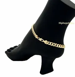This stunning 14k GOLD PLATED CUBAN ANKLET BRACELET. CUBAN CHAIN ANKLET BRACELET. CLASP LOBSTER.
