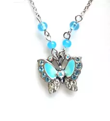 Has a makers mark on the chain and rear of butterfly. Full length of necklace is approx.