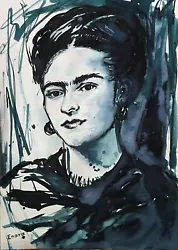 Encre originale sur papier signée par lartiste ENARA. Frida Khalo.