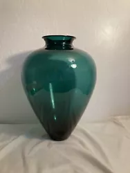 Large Elegant Glass Vase - Teal Blue Green - Transparent Glass Vase
