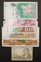 500 francs Pierre et Marie Curie 1994. 200 francs Gustave Eiffel 1996. 100 francs Paul Cézanne 1998. 100 francs...