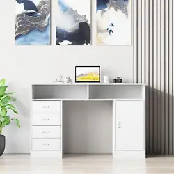 Modern design, the desk can effortlessly fit into any corner and effectively save precious space. 2 Shelves and 4...