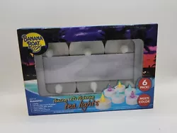 6 Floating LED Flickering tea light Candle Battery operated Banana Boat 2014. Multi color. Indoor Outdoor use. Good...
