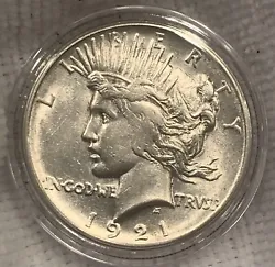 1921 SOLID UNCIRCULATED PEACE SILVER DOLLAR HIGH RELIEF.