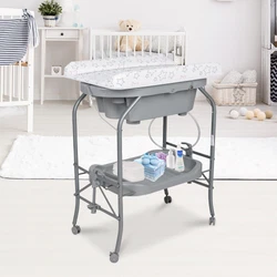 Roll bathinette into the most convenient location to bathe your baby. Changing pad is perfect for changing cloth,...