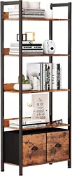[Flexible 5-Tier Bookshelf]: This open bookcase has 5-tier shelves, providing plenty of storage space to display your...