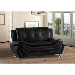 This loveseat creates a sophisticated, modern and glamorous look to your house. Upholstery color: Black. Assembly...