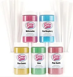 Cotton Candy Express 5 Flavor Floss Sugar Fun Pack, Five 11-Ounce Plastic Jars.