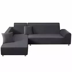 TAOCOCO sectional couch covers/ L sofa cover (Lead grey) TAOCOCO L-shape sofa covers specially designed for a sectional...