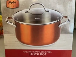 Parini 6 Quart Stainless Steel Stock Pot - Copper Color - Timeless Cookware Ed..