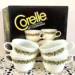 Corelle mugs in the green Spring Blossom design.