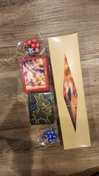 Play mat card holders and dice
