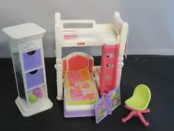This is a fun Fisher Price 2012 Loving Family Kids Bedroom set. Includes bunk beds / loft bed, with blanket and book...