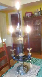 This lamp is in good working condition with a 3-way switch that can light up top light alone, then bottom 2, then all...