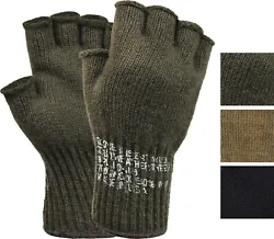 Fingerless Wool/Nylon Gloves US Made Knit Ragg Genuine GI Tactical Military Army Outdoor Warm Winter Glove Liners...