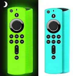 (2 pcs)Firestick remote cover case 4k compatible (green glow in dark & sky blue).
